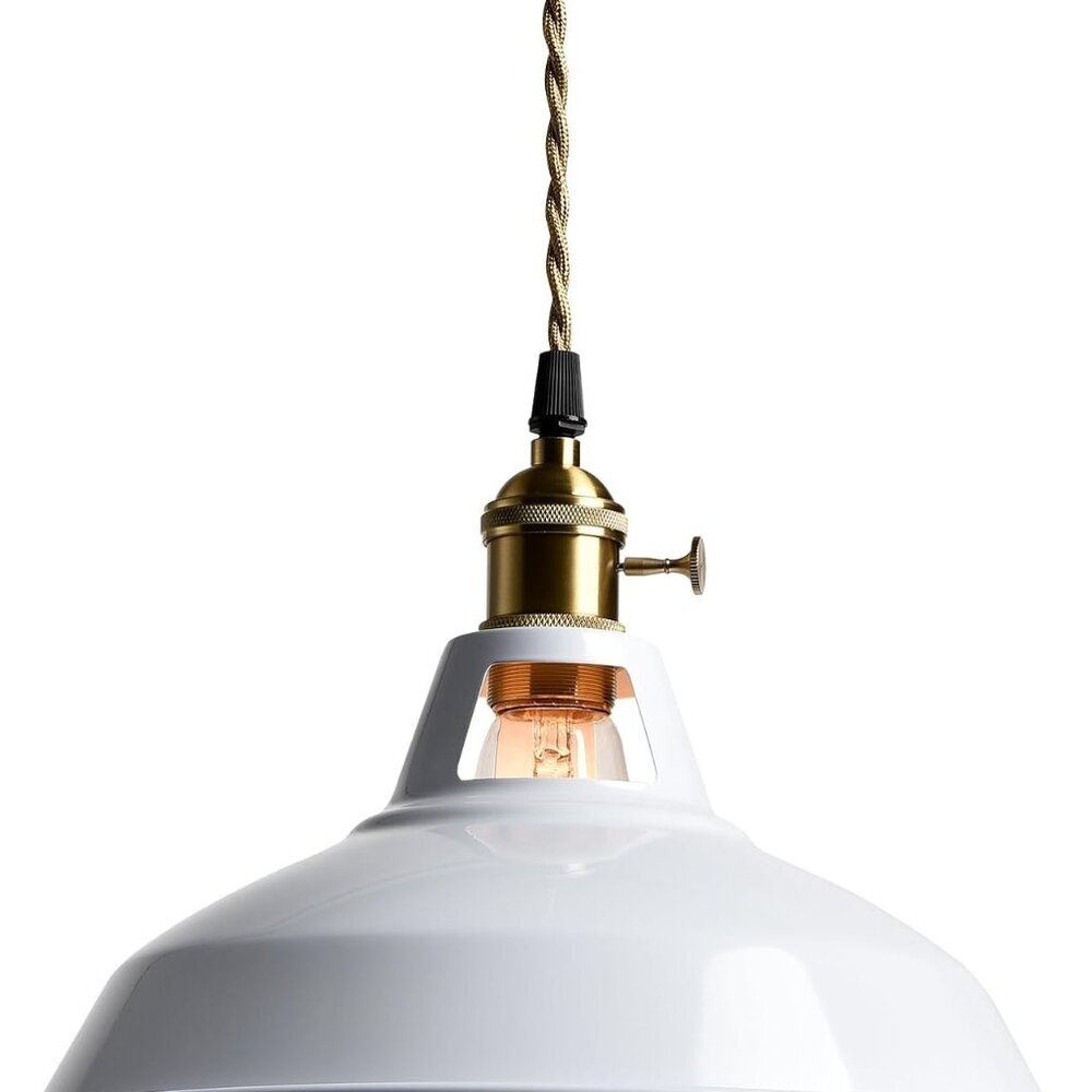 Industrial Pendant Lights White Metal Barn Shade Hanging Ceiling Light Fixture w